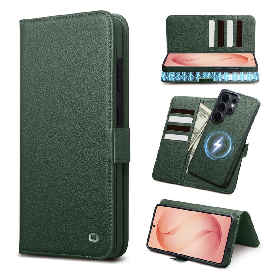 6601205638C-1_f548b00c-3686-4b2d-9b34-d3a1eb5607b0 QIALINO For Samsung Galaxy S26 Ultra Case Detachable Magnetic Wallet Genuine Leather Flip Phone Cover