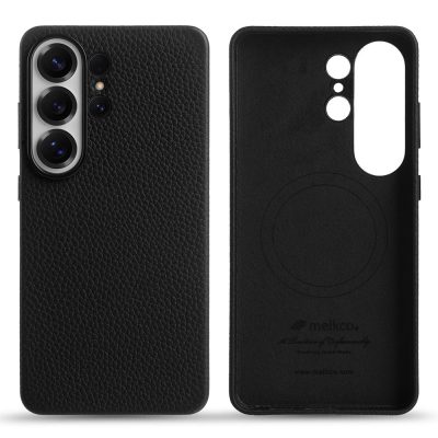 6601207161A-1 MELKCO For Samsung Galaxy S26 Ultra Magnetic Case Genuine Cow Leather - PC Phone Back Cover