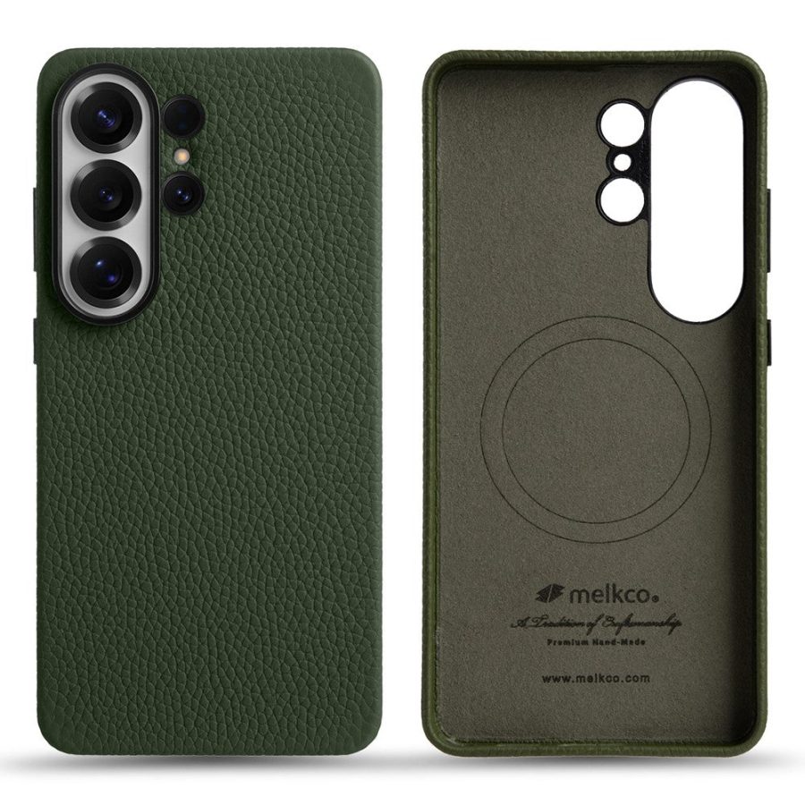 6601207161D-1 MELKCO For Samsung Galaxy S26 Ultra Magnetic Case Genuine Cow Leather - PC Phone Back Cover