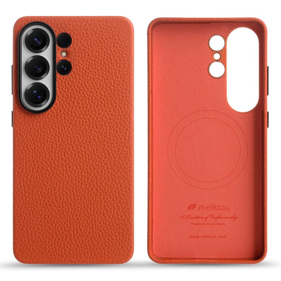 6601207161F-1 MELKCO For Samsung Galaxy S26 Ultra Magnetic Case Genuine Cow Leather - PC Phone Back Cover