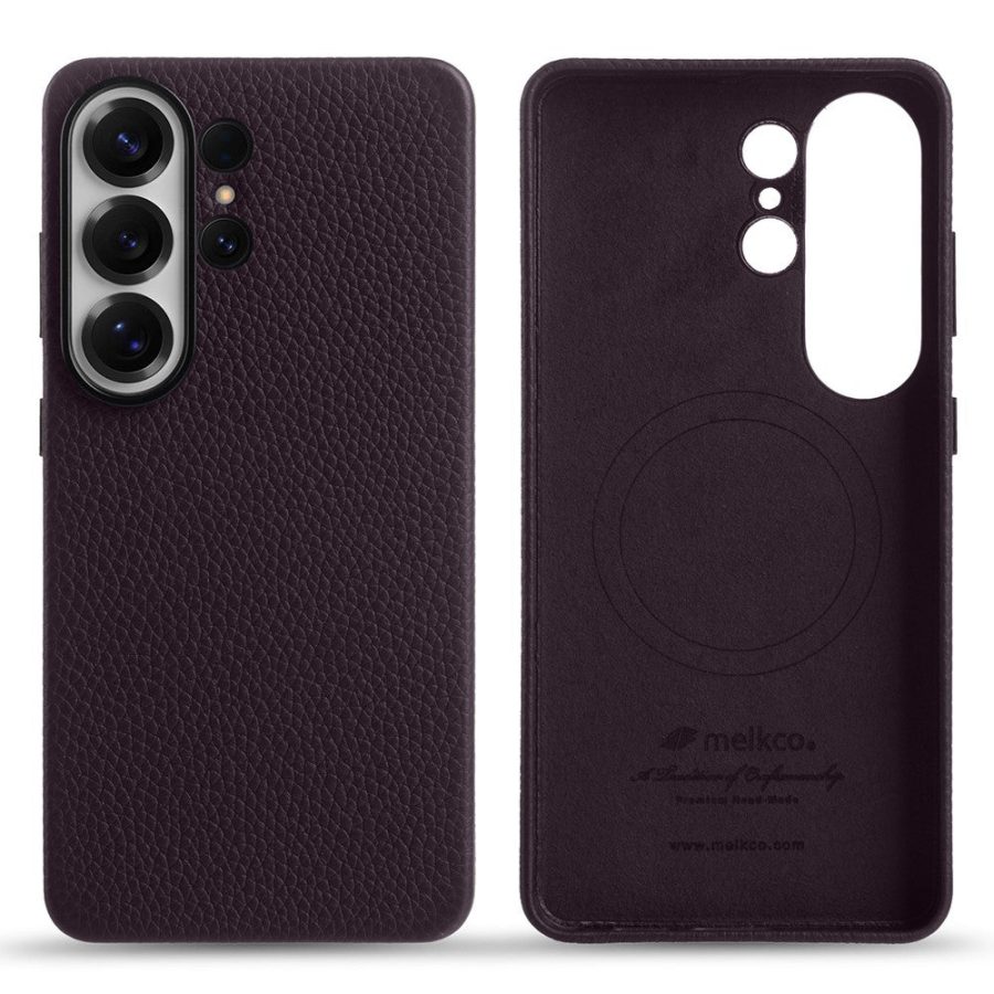 6601207161G-1 MELKCO For Samsung Galaxy S26 Ultra Magnetic Case Genuine Cow Leather - PC Phone Back Cover