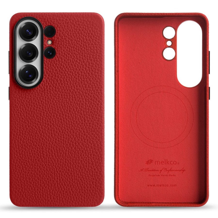 6601207161H-1 MELKCO For Samsung Galaxy S26 Ultra Magnetic Case Genuine Cow Leather - PC Phone Back Cover