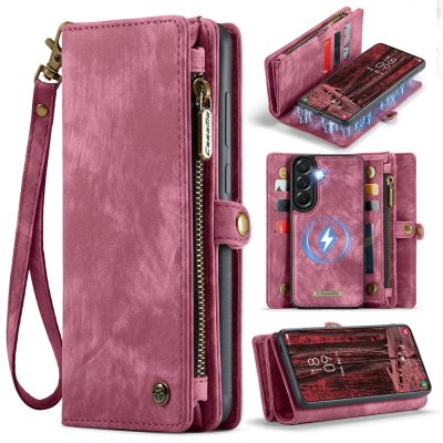 6601208771A-1 CASEME For Samsung Galaxy A57 Case 2-in-1 Detachable Magnetic Zipper Wallet Vegan Leather Flip Cover