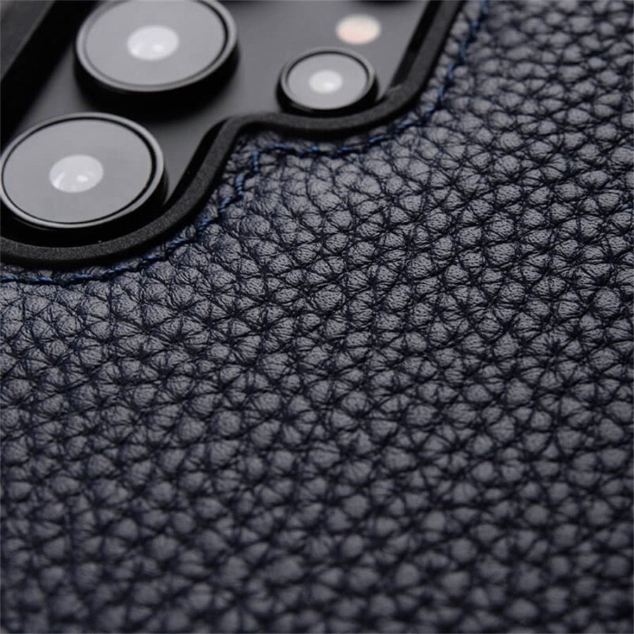 6601214248A-4 MELKCO For Samsung Galaxy S26 Ultra Case Genuine Cow Leather Coated PC Phone Cover