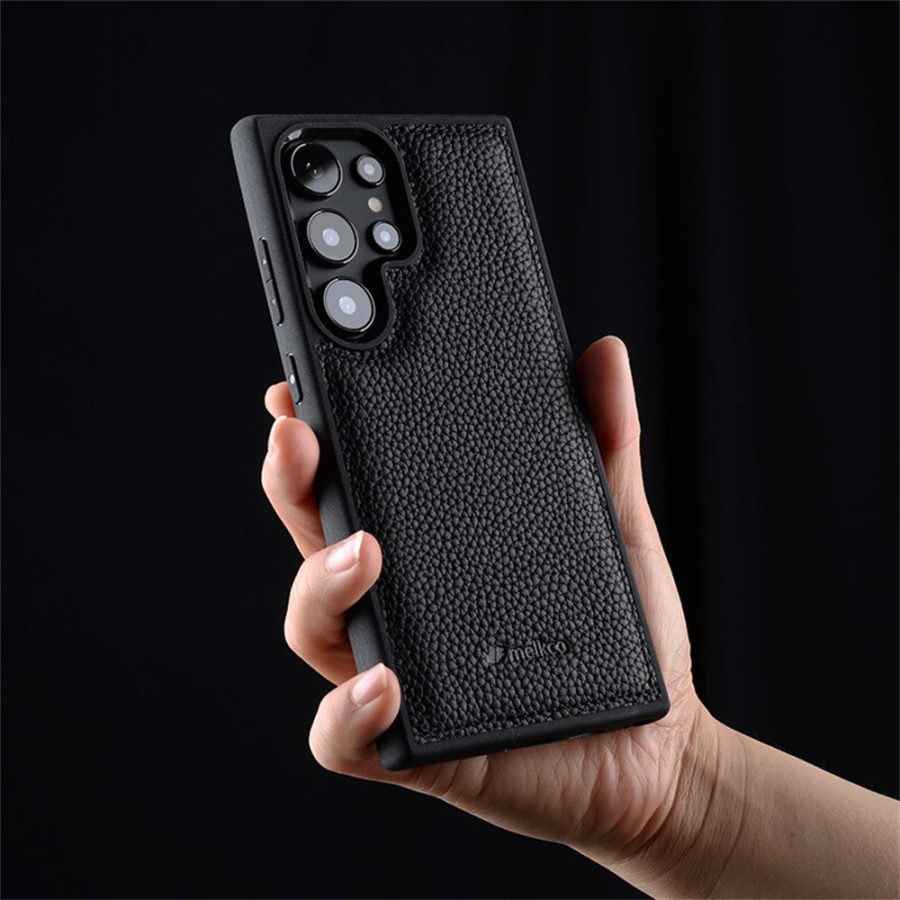 6601214248A-5 MELKCO For Samsung Galaxy S26 Ultra Case Genuine Cow Leather Coated PC Phone Cover