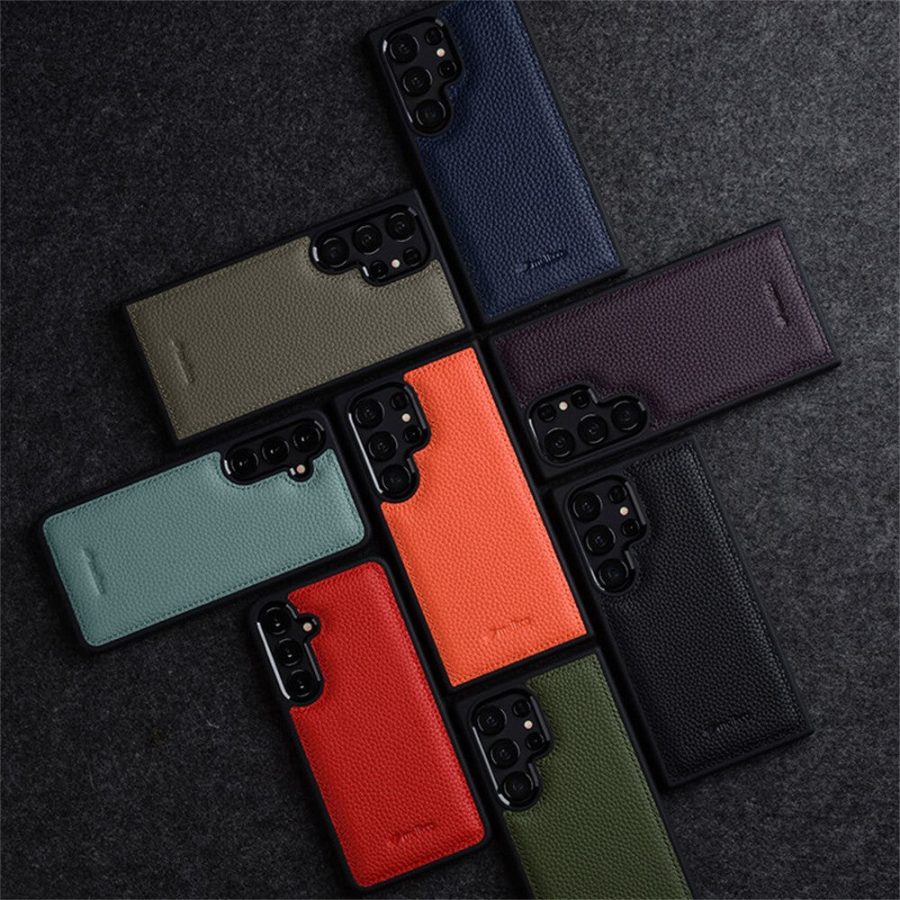 6601214248A-6 MELKCO For Samsung Galaxy S26 Ultra Case Genuine Cow Leather Coated PC Phone Cover