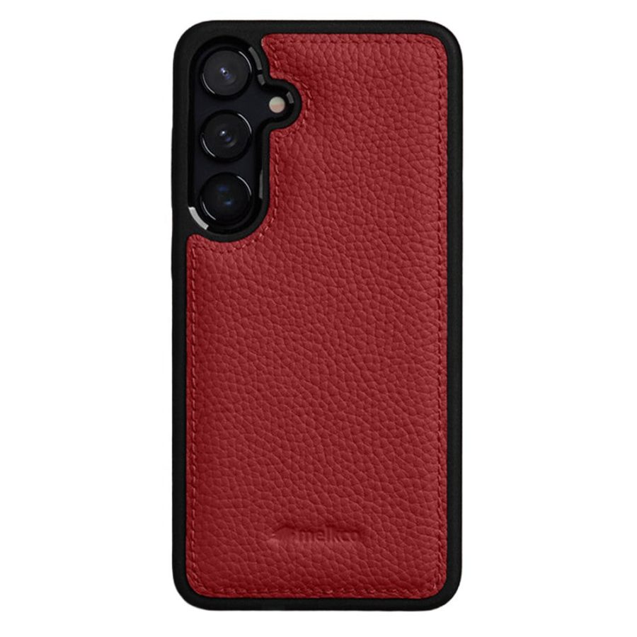 6601214250E-1 MELKCO For Samsung Galaxy S26 Case Genuine Cow Leather Coated PC Phone Cover