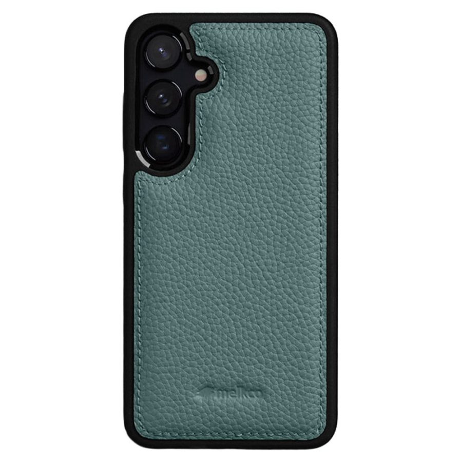 6601214250G-1 MELKCO For Samsung Galaxy S26 Case Genuine Cow Leather Coated PC Phone Cover