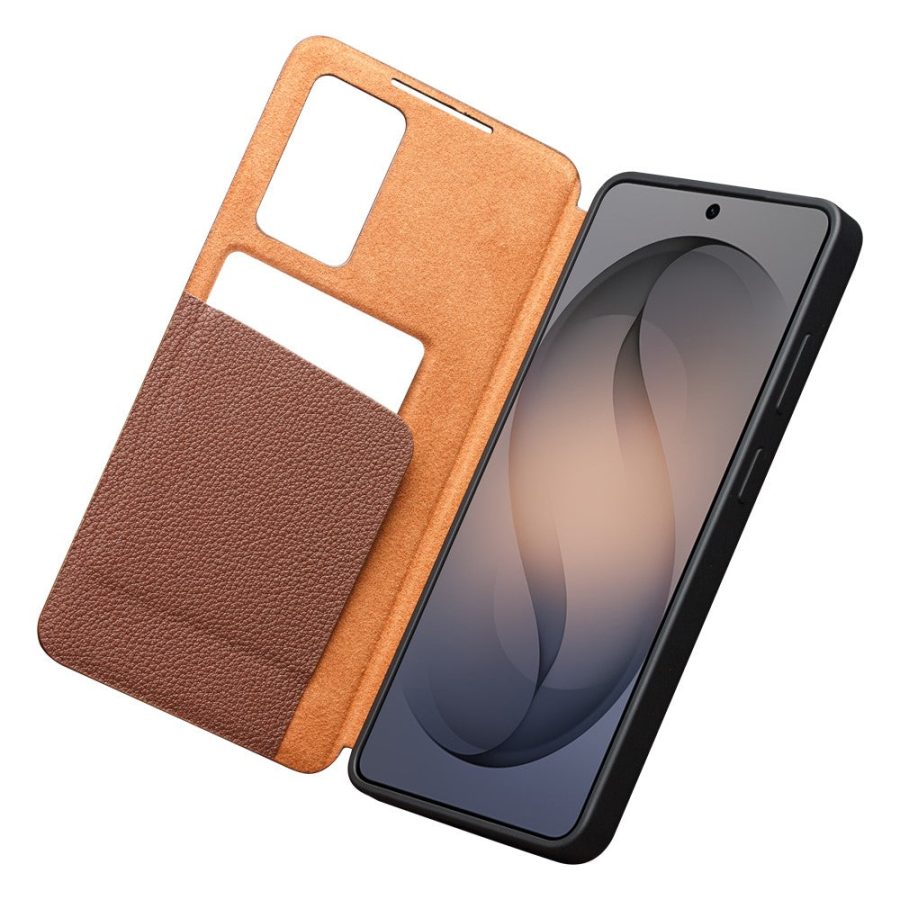 6601214446A-2_96f9d3e2-34fe-4d08-af18-d51601dd3c6c QIALINO For Samsung Galaxy S26 Wallet Case Genuine Leather Flip Phone Cover with Smart View Window With App