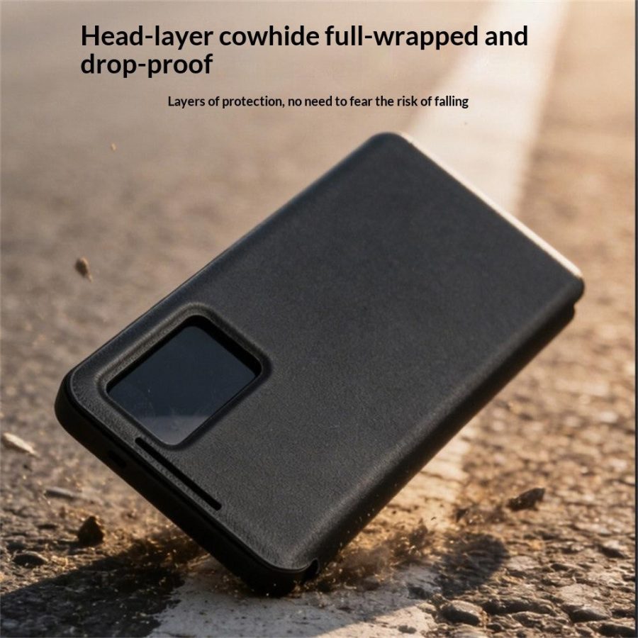6601214446A-9_3559f998-b53e-4782-aaff-9364b174f2d0 QIALINO For Samsung Galaxy S26 Wallet Case Genuine Leather Flip Phone Cover with Smart View Window With App
