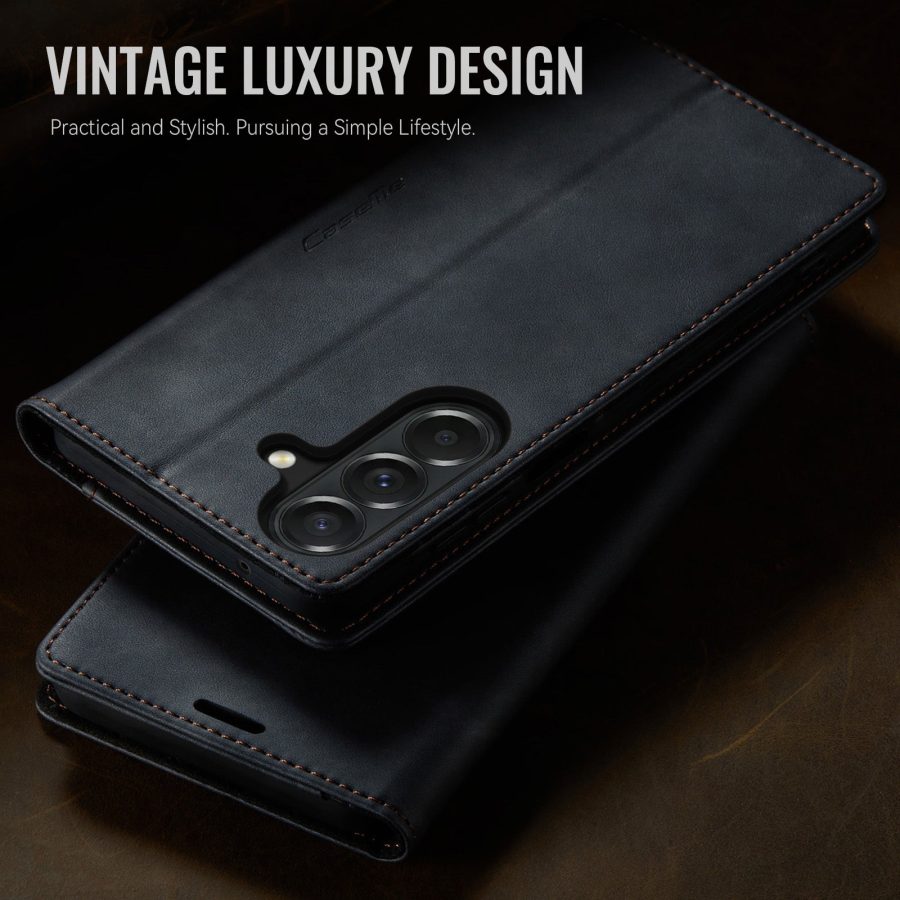 CASEME For Samsung Galaxy A27 Case RFID Blocking Wallet Calf Texture Vegan Leather Flip Cover