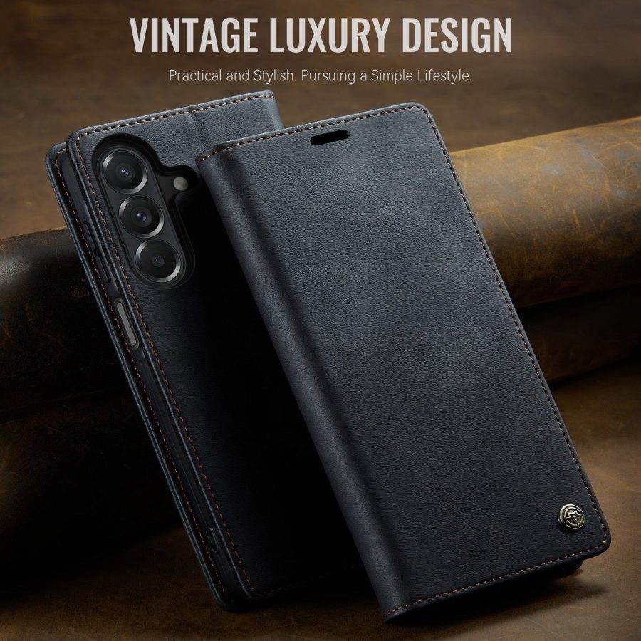 CASEME For Samsung Galaxy A27 Case RFID Blocking Wallet Calf Texture Vegan Leather Flip Cover