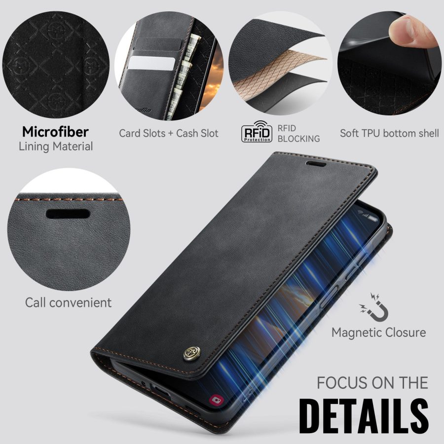 CASEME For Samsung Galaxy A27 Case RFID Blocking Wallet Calf Texture Vegan Leather Flip Cover