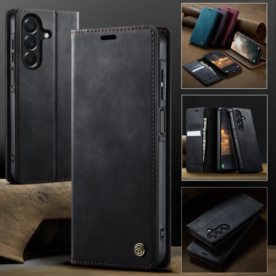 CASEME For Samsung Galaxy A27 Case RFID Blocking Wallet Calf Texture Vegan Leather Flip Cover