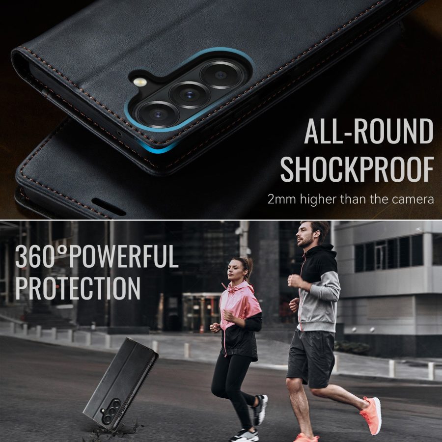 CASEME For Samsung Galaxy A27 Case RFID Blocking Wallet Calf Texture Vegan Leather Flip Cover