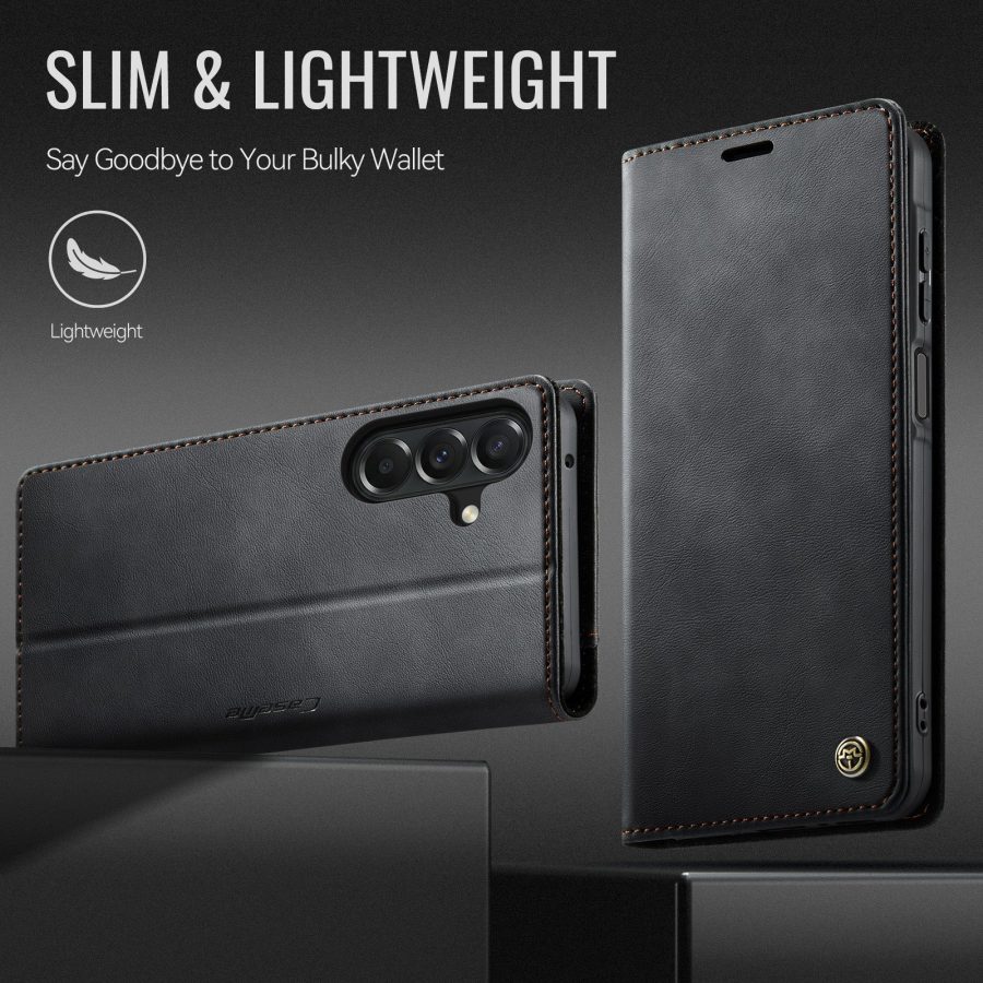 CASEME For Samsung Galaxy A27 Case RFID Blocking Wallet Calf Texture Vegan Leather Flip Cover