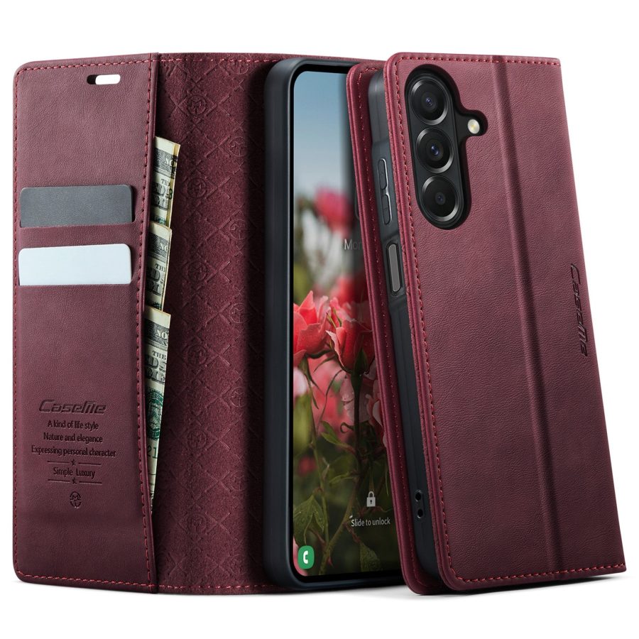 CASEME For Samsung Galaxy A27 Case RFID Blocking Wallet Calf Texture Vegan Leather Flip Cover