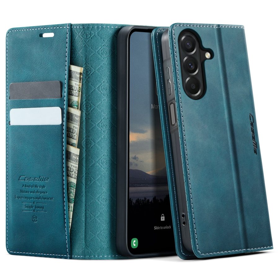 CASEME For Samsung Galaxy A27 Case RFID Blocking Wallet Calf Texture Vegan Leather Flip Cover