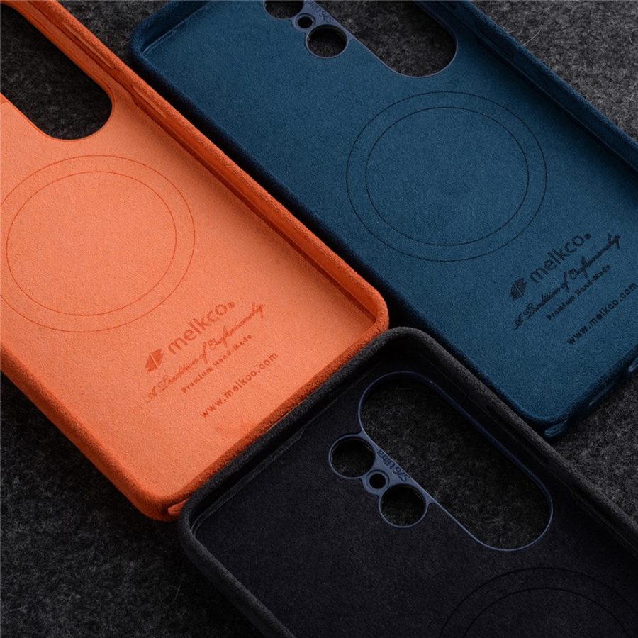 6601218477A-6 MELKCO For Samsung Galaxy S26 Ultra Magnetic Case Alcantara Leather - PC Phone Cover with Metal Keys