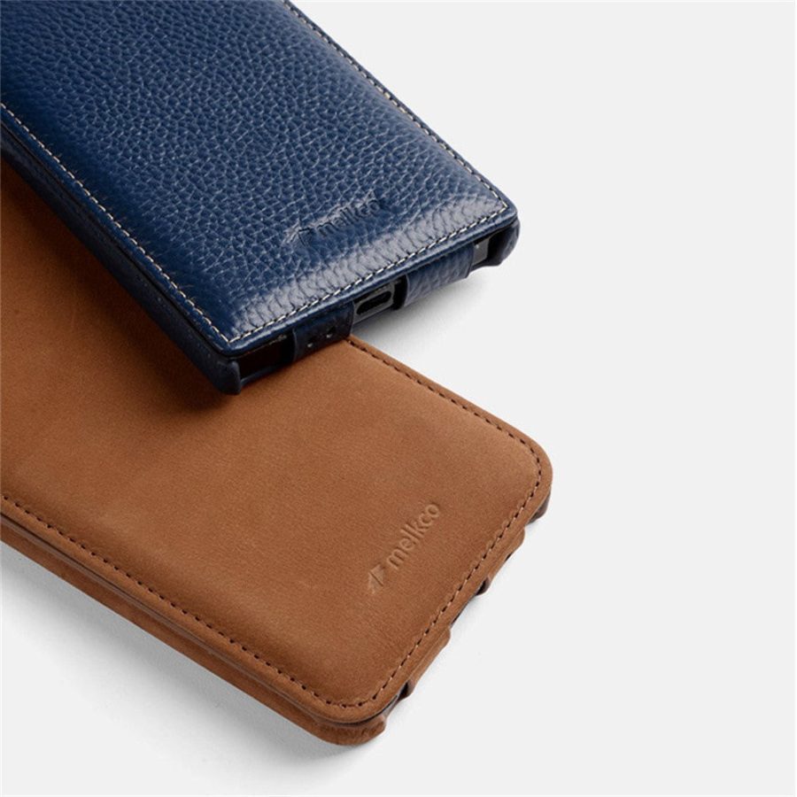 6601219720A-4 MELKCO Bovine Genuine Leather Case for Samsung Galaxy S26 Ultra Vertical Flip Cover with Magnetic Support