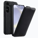 MELKCO Bovine Genuine Leather Case for Samsung Galaxy S26+ Vertical Flip Cover with Magnetic Support