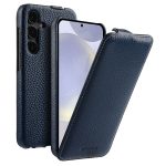 MELKCO Bovine Genuine Leather Case for Samsung Galaxy S26+ Vertical Flip Cover with Magnetic Support