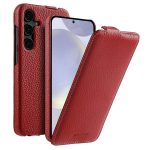 MELKCO Bovine Genuine Leather Case for Samsung Galaxy S26+ Vertical Flip Cover with Magnetic Support