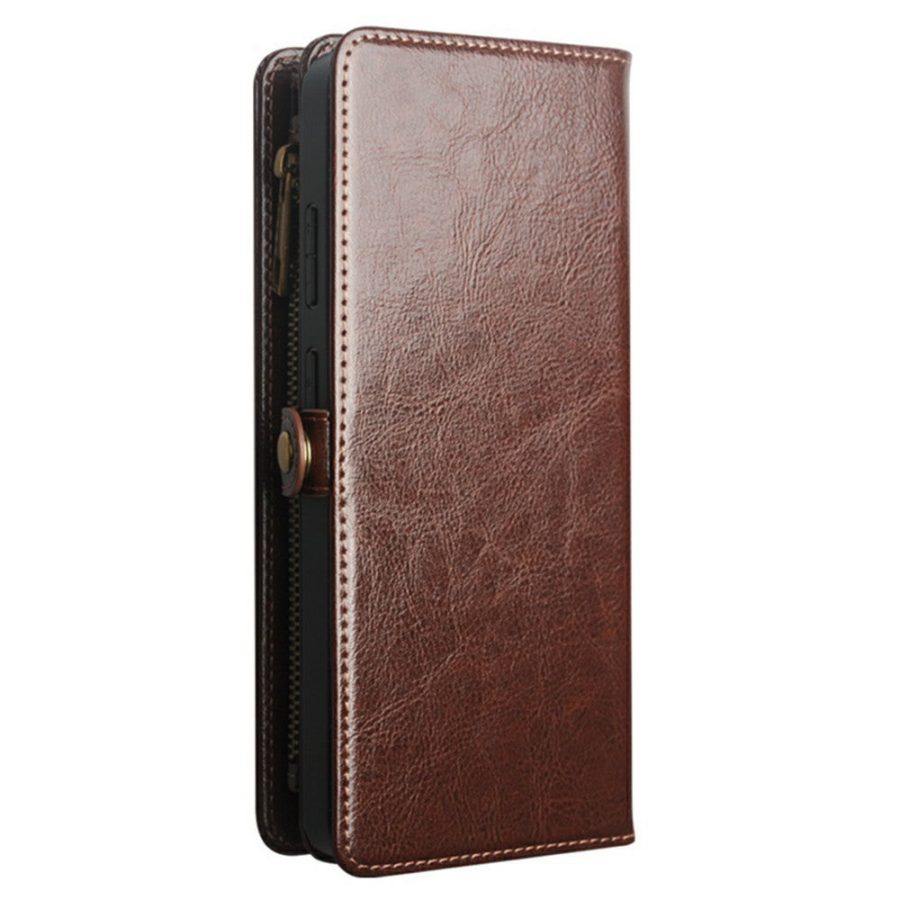 6601221855A-18 QIALINO Business Style For Samsung Galaxy S26 Ultra Case Genuine Leather Detachable 2-in-1 Wallet Flip Phone Cover with Shoulder Strap & Wrist Strap