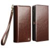 6601221855A-3 QIALINO Business Style For Samsung Galaxy S26 Ultra Case Genuine Leather Detachable 2-in-1 Wallet Flip Phone Cover with Shoulder Strap & Wrist Strap