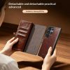 6601221856A-10 QIALINO Business Style For Samsung Galaxy S25 Ultra Case Genuine Leather Detachable 2-in-1 Wallet Flip Phone Cover with Shoulder Strap & Wrist Strap