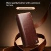 6601221856A-11 QIALINO Business Style For Samsung Galaxy S25 Ultra Case Genuine Leather Detachable 2-in-1 Wallet Flip Phone Cover with Shoulder Strap & Wrist Strap