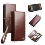 QIALINO Business Style For Samsung Galaxy S25 Ultra Case Genuine Leather Detachable 2-in-1 Wallet Flip Phone Cover with Shoulder Strap & Wrist Strap