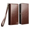 6601221856A-4 QIALINO Business Style For Samsung Galaxy S25 Ultra Case Genuine Leather Detachable 2-in-1 Wallet Flip Phone Cover with Shoulder Strap & Wrist Strap