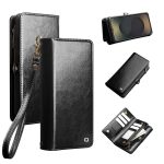 QIALINO Business Style For Samsung Galaxy S25 Ultra Case Genuine Leather Detachable 2-in-1 Wallet Flip Phone Cover with Shoulder Strap & Wrist Strap