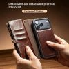 6601221857A-10 QIALINO Business Style iPhone 17 Pro Max Case Genuine Leather Detachable 2-in-1 Wallet Flip Phone Cover with Shoulder Strap & Wrist Strap
