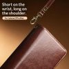 6601221857A-16 QIALINO Business Style iPhone 17 Pro Max Case Genuine Leather Detachable 2-in-1 Wallet Flip Phone Cover with Shoulder Strap & Wrist Strap