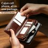 6601221857A-9 QIALINO Business Style iPhone 17 Pro Max Case Genuine Leather Detachable 2-in-1 Wallet Flip Phone Cover with Shoulder Strap & Wrist Strap
