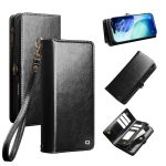 QIALINO Business Style iPhone 17 Pro Max Case Genuine Leather Detachable 2-in-1 Wallet Flip Phone Cover with Shoulder Strap & Wrist Strap