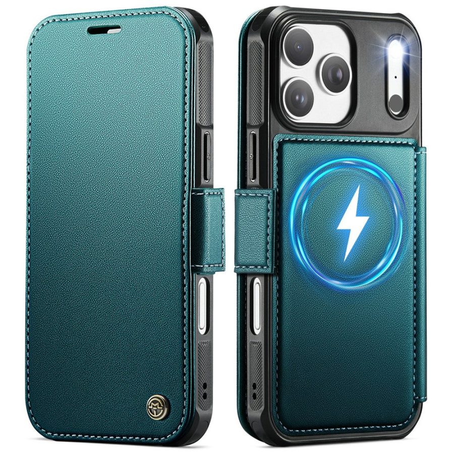 CASEME For iPhone 17 Pro Max Case RFID Blocking Wallet Vegan Leather Flip Cover with Magnetic Support