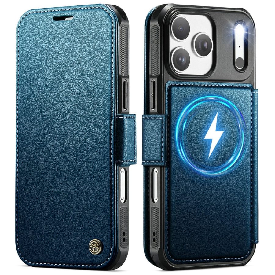 CASEME For iPhone 17 Pro Max Case RFID Blocking Wallet Vegan Leather Flip Cover with Magnetic Support