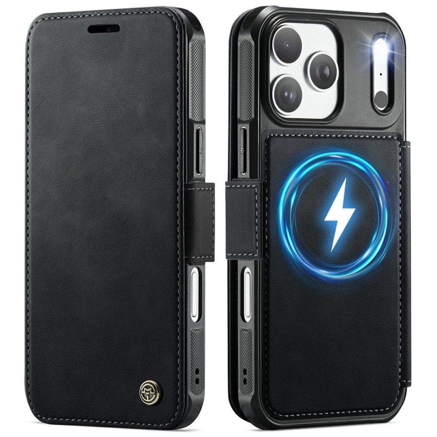 CASEME For iPhone 17 Pro Max Case RFID Blocking Wallet Vegan Leather Flip Cover with Magnetic Support
