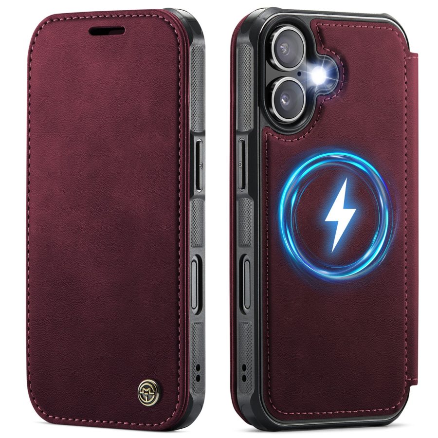 CASEME For iPhone 16 Plus Case RFID Blocking Wallet Vegan Leather Flip Cover with Magnetic Support