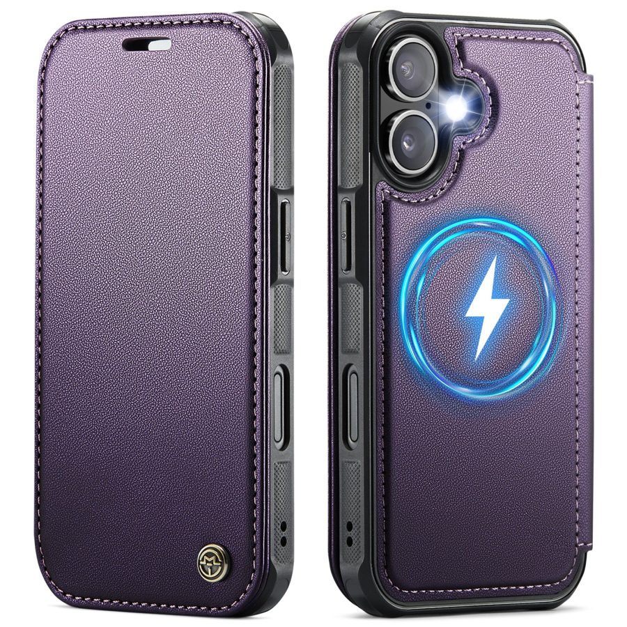CASEME For iPhone 16 Plus Case RFID Blocking Wallet Vegan Leather Flip Cover with Magnetic Support