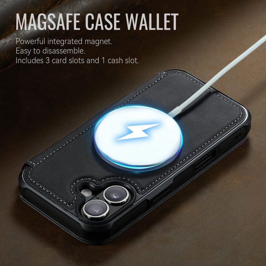 CASEME For iPhone 17 Case RFID Blocking Wallet Vegan Leather Flip Cover with Magnetic Support