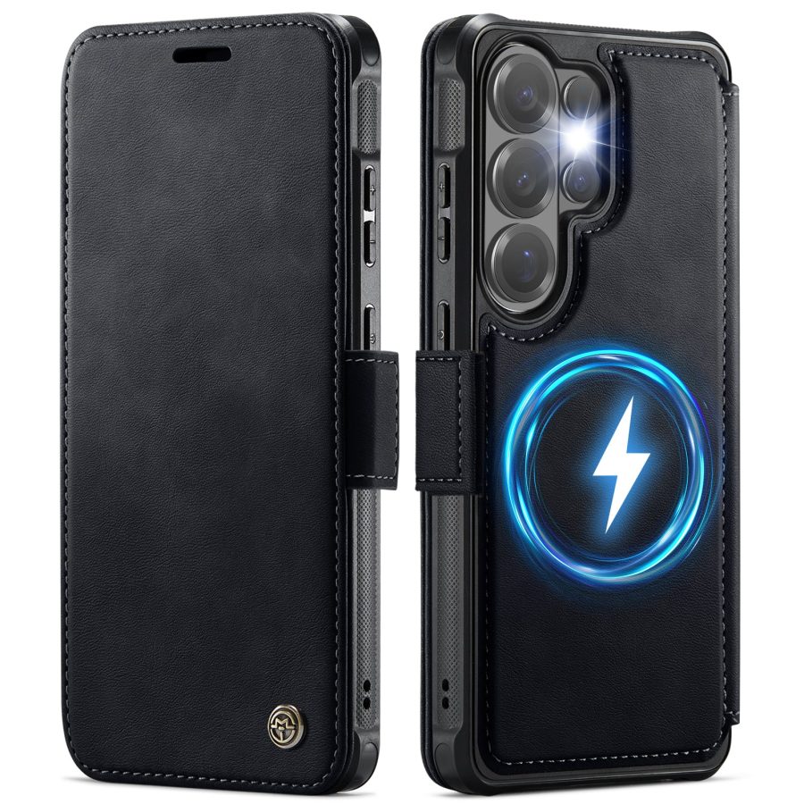 CASEME For Samsung Galaxy S22 Ultra Case RFID Blocking Wallet Vegan Leather Flip Cover with Magnetic Support