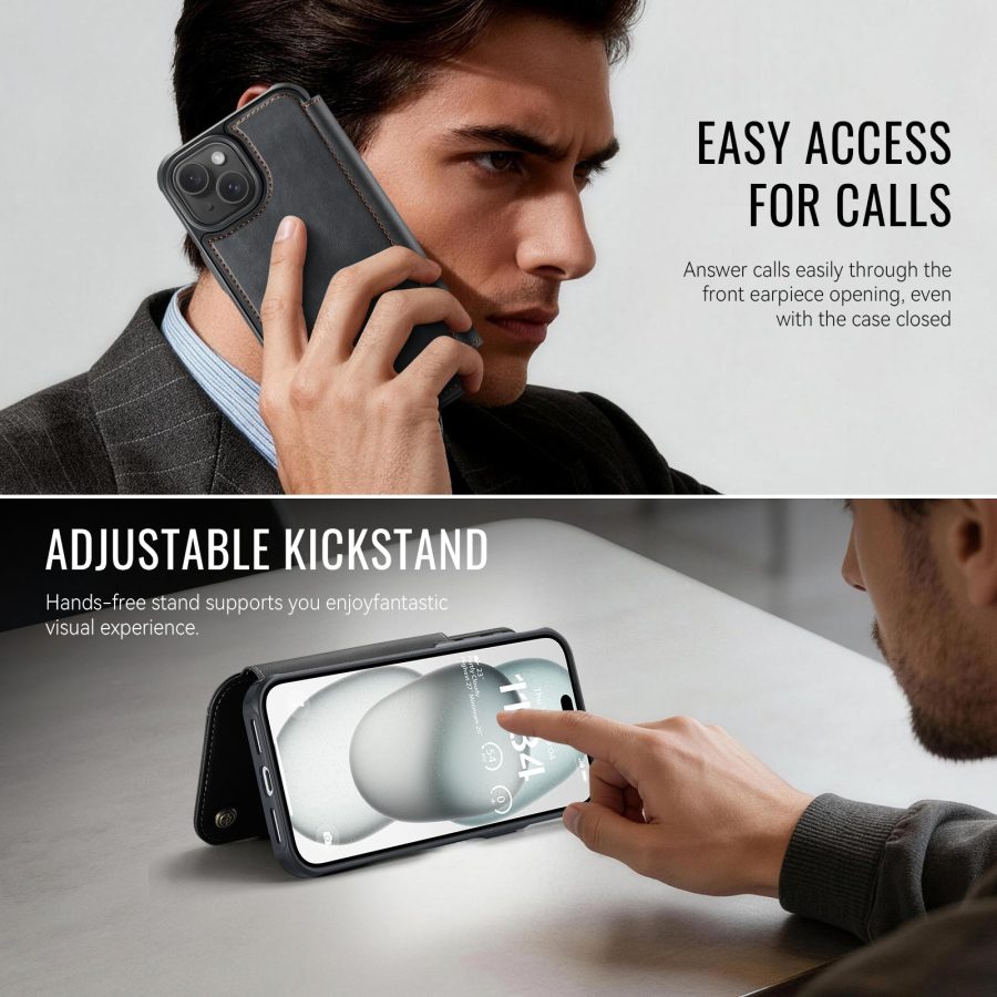 CASEME For iPhone 13 Case RFID Blocking Wallet Vegan Leather Flip Cover with Magnetic Support