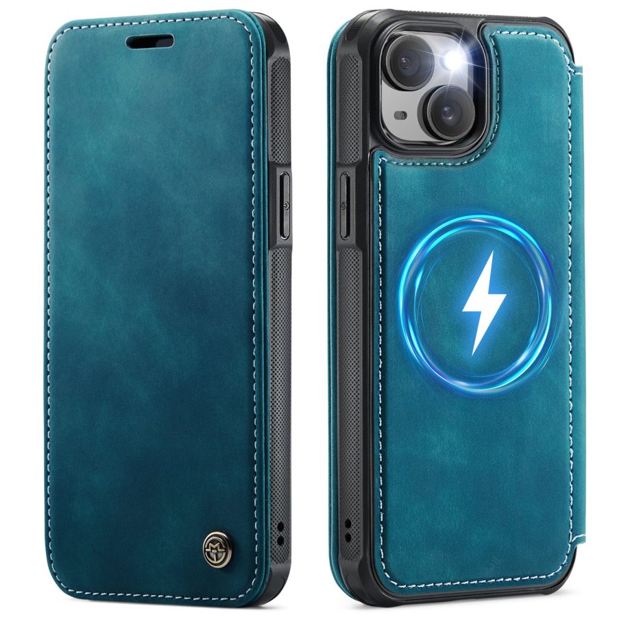 CASEME For iPhone 15 Plus / iPhone 14 Plus Case RFID Blocking Wallet Vegan Leather Flip Cover with Magnetic Support