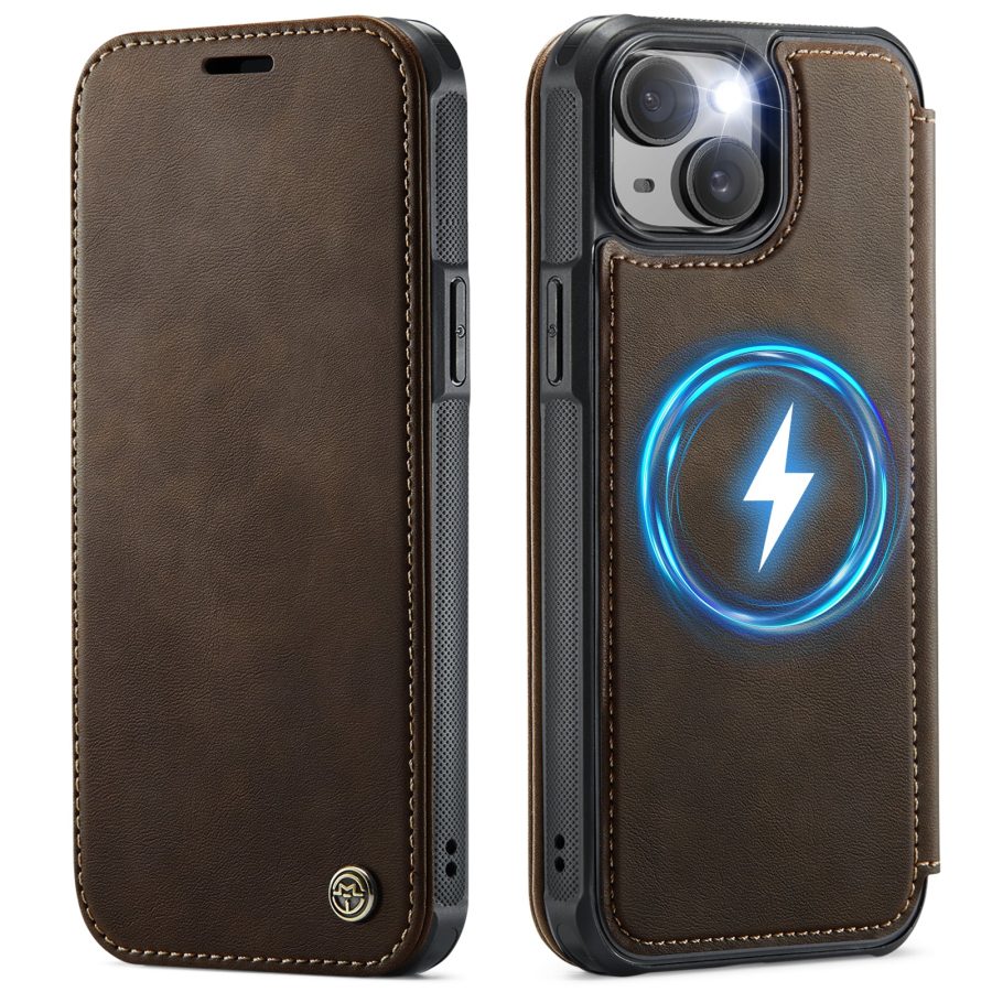 CASEME For iPhone 12 Pro / iPhone 12 Case RFID Blocking Wallet Vegan Leather Flip Cover with Magnetic Support