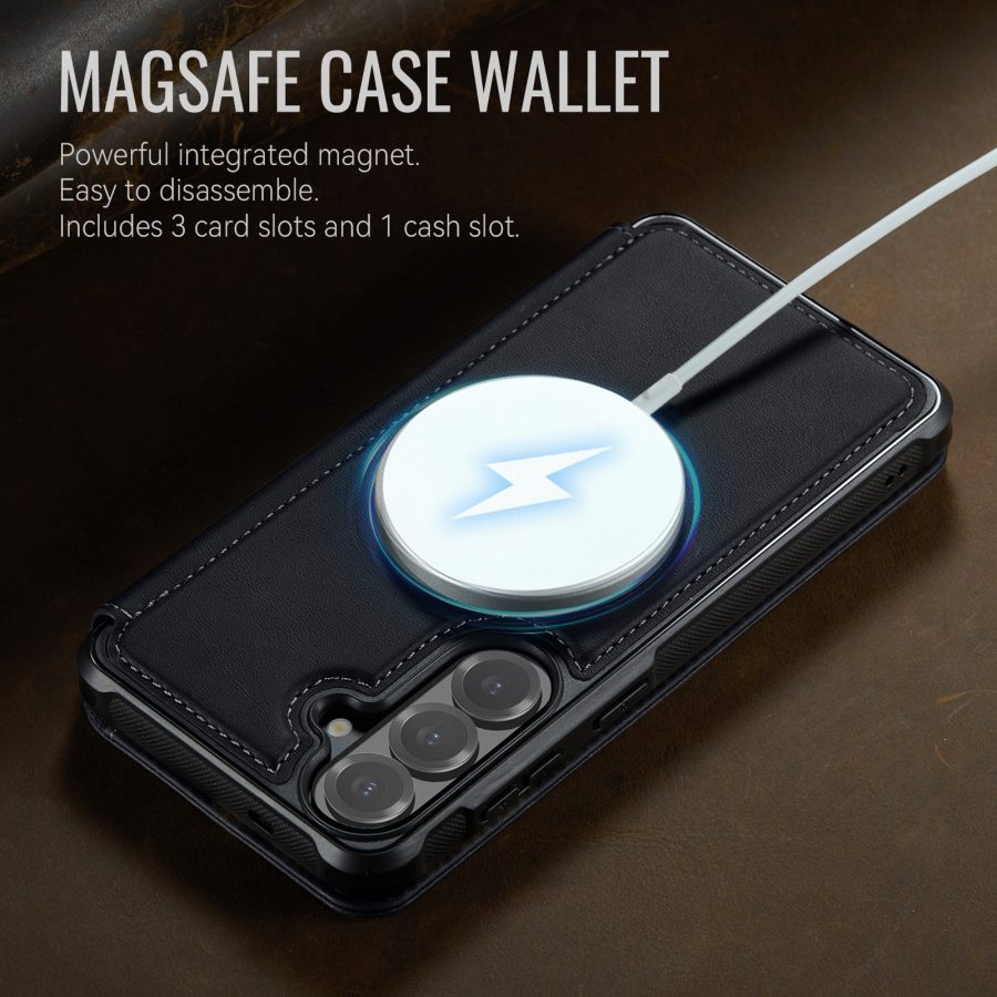 6601222838B-4 CASEME For Samsung Galaxy S23+ Case RFID Blocking Wallet Vegan Leather Flip Cover with Magnetic Support