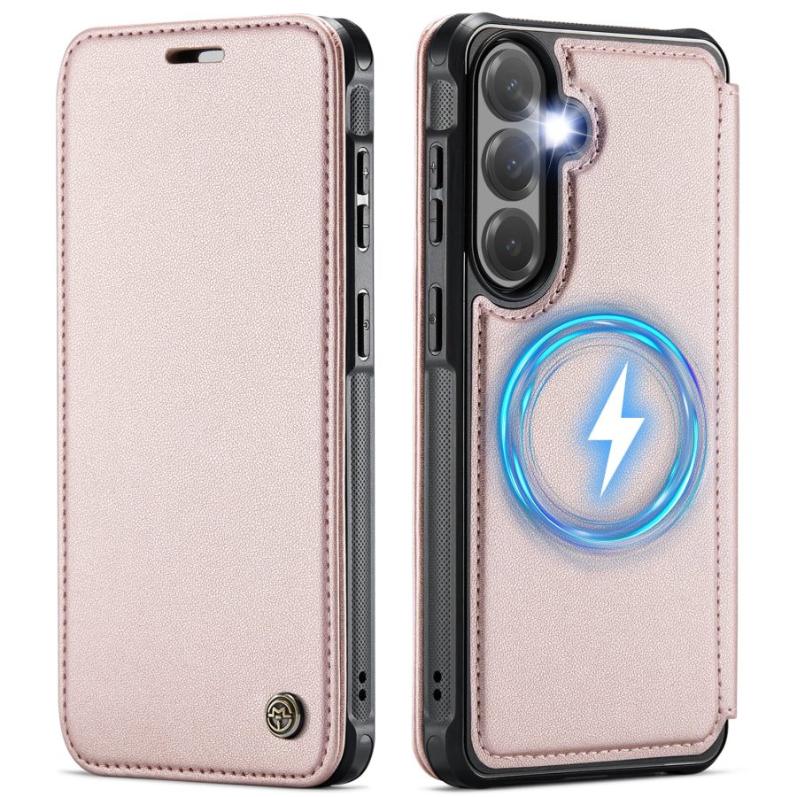 6601222840G-1 CASEME For Samsung Galaxy S24 FE Case RFID Blocking Wallet Vegan Leather Flip Cover with Magnetic Support